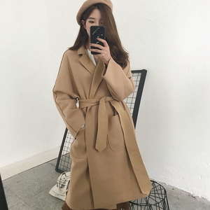 大褂子女梨子衣外套韩版双面你呢大衣中长款秋冬女土冬天衣服新款