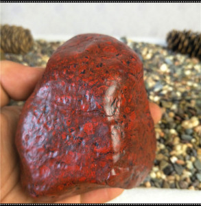 新疆大漠戈壁石 地表天宝花红伊丁石 微磁橄榄陨石 精品原石摆件