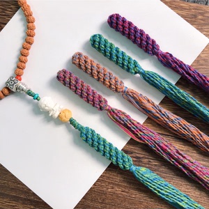 手搓棉线流苏金刚结配饰藏式彩色佛珠绳子文玩手串链尾穗diy线绳