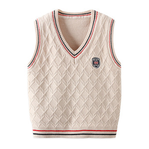 儿童针织马甲背心秋冬新款男童韩版v领坎肩宝宝无袖中大童外套