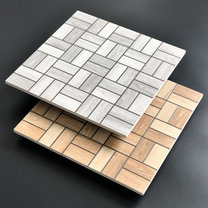 小格子仿木纹瓷砖厨房卫生间防滑地砖户外花园阳台地板砖仿古瓷砖