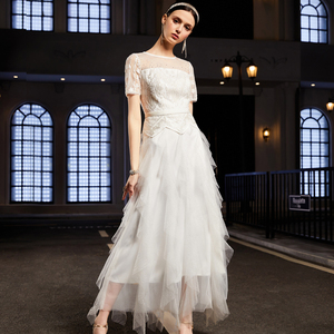 麦果时尚夏季聚会晚礼服裙女仙气白色高级质感梦幻长款网纱连衣裙