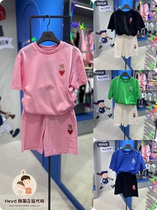 直邮MLB韩国棒球童装代购24夏款男女童短袖短裤桃心套装