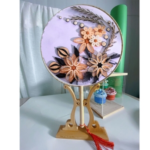 衍纸团扇手工扇画diy教师节礼物复古风木扇材料包衍纸套装初学者