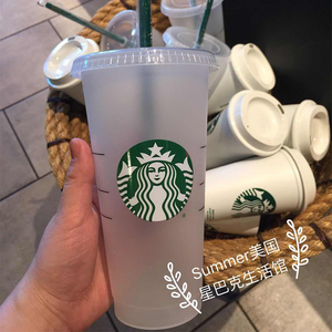 现货美国版Starbucks星巴克美人鱼循环使用吸管杯奶茶杯冷热水杯