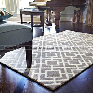 手工化纤腈纶地毯客厅茶几地毯欧式卧室床边现代地毯美式格子地毯