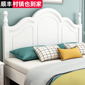 实木床现代简约双人床1.8米欧式白色1.2m单人出租房用1.5单人床架