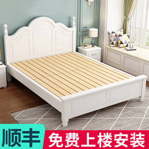 实木床双人床1.8简约现代1.5出租房用1米2单人床架欧式工厂直销床