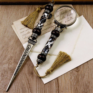 意大利进口bortoletti琉璃复古放大镜拆信刀裁纸刀手工精美礼盒装