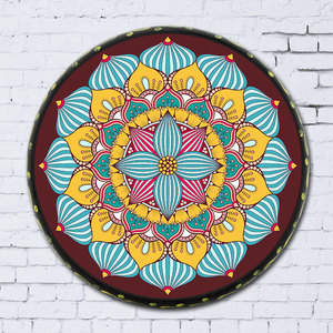 新疆彩绘手鼓牛皮鼓民族风格图案餐厅饭店装饰品摆件民族乐器挂件