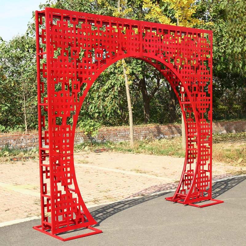 新款中式婚庆中华门婚礼拱门铁艺屏风同心圆华表四喜福禄寿喜道具