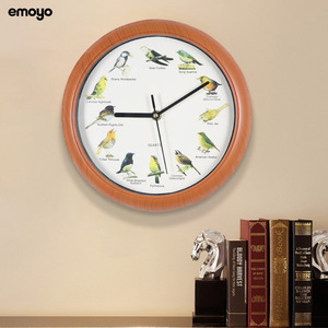 创意圆形小鸟挂钟布谷鸟个性准点报时艺术钟表客厅卧室装饰挂钟