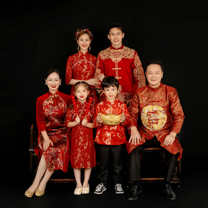 全家福家庭装中国风秀和古装旗袍影楼拍照套装2022年新款正版衣服