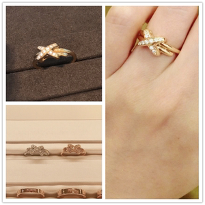 chaumet/尚美 liens 情人结欢缘戒指 18k金满钻交叉婚戒 情侣对戒