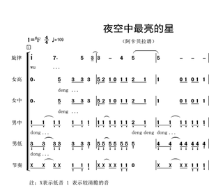 夜空中最亮的星 厦门六中 阿卡贝拉 另售合唱谱简谱钢琴伴奏谱
