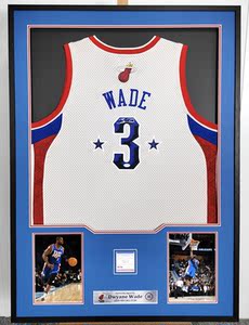 韦德亲笔签名球衣2008全明星 wade韦德签名球衣球服韦德亲签裱框