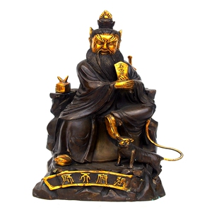 仿古鎏金纯铜张天师神像张道陵道教祖师爷张府天师铜像供奉摆件