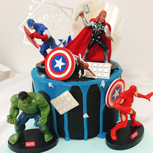 复仇者联盟蛋糕装饰 绿巨人美队 雷神钢铁侠儿童生日烘培装饰摆件