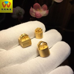999足金定制 传承古法黄金私人姓名印章刻字情侣生日礼物项链吊坠