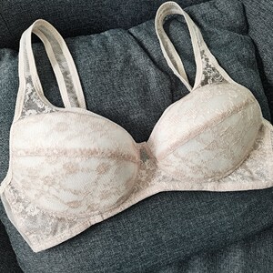 外台日本原单女肤色夏天超薄定型模杯蕾丝边无钢圈宽肩带文胸胸罩