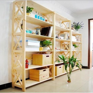 客厅实木置物架书架儿童书柜多层木架子储物架搁架货架展示架松木