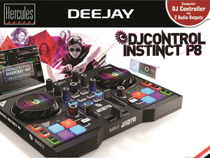 hercules嗨酷乐instinct p8 midi控制器dj打碟机便携小巧带声卡