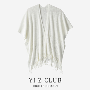 Yi Z CLUB 复古文艺风流苏装饰小镂空针织围巾空调房斗篷披肩0.29