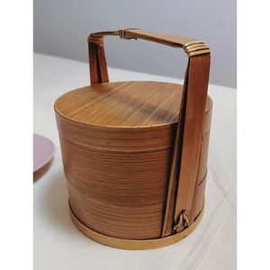 中式双层复古古风木制手提饭盒便当盒野餐饽饽点心寿司盒家用餐篮