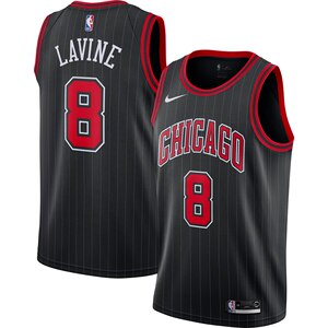 美国代购正品nike芝加哥公牛队扎克拉文球衣篮球服黑lavine