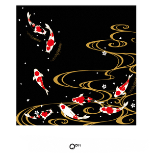 ooin 水波锦鲤 风吕敷 70cm/日本印花包袱皮包裹巾和风礼物包装