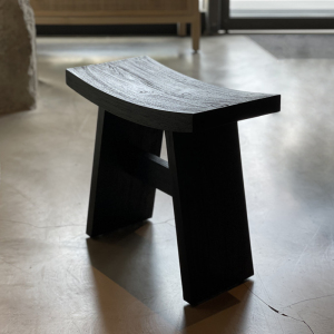 北欧极简侘寂风白蜡木家用矮凳现代创意黑色客厅小居室小凳子板凳