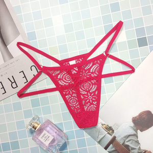 蕾丝丁字裤女性感内衣维密诱惑火辣t裤透明情趣铁环低腰内裤女士