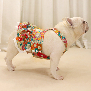 夏季法斗衣服巴哥斗牛犬胖狗短体可爱裙子搞笑印花吊带裙公主裙子