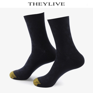 802人付款淘宝【拍3双39】岩也男士袜子男纯棉黑色中筒金脚趾黑袜西装