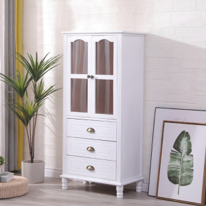 实木小酒柜美式带门储物柜小户型收纳柜子斗柜复古小立柜电视边柜