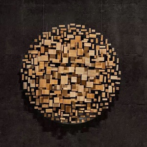 现代简约几何图案墙饰软装饰品实木亚克力雕刻