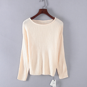 恋〗春秋新品女装专柜库存日系纯色圆领溜肩袖打底 上衣针织衫