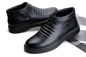 森达男棉鞋羊毛真皮软牛皮男韩版男休闲皮鞋男商务皮鞋男棉休闲鞋