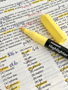 慕那美Monami荧光笔柔和色系划重点标记记号笔淡色护眼笔记手账笔
