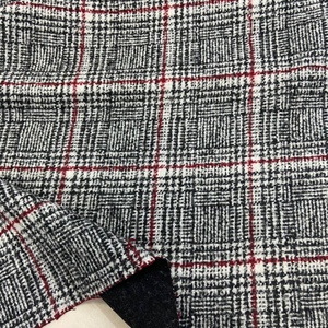 韩国进口黑白小圈圈羊毛面料秋冬女式加厚大格子大衣外套服装布料