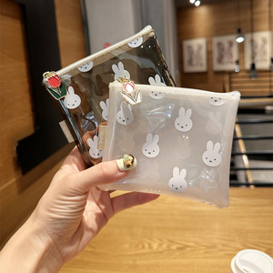 日系可爱卡通米兔PVC印花透明化妆包零钱包口红粉饼便携收纳包