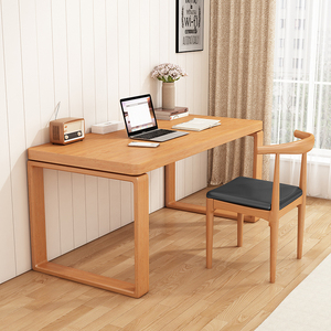 实木电脑桌全实木书桌台式松木双人家用办公桌写字桌长条工作台