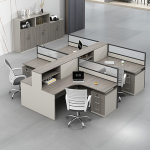 创新员工桌职员办公桌椅组合简约现代4/6人位卡座办公室财务电脑