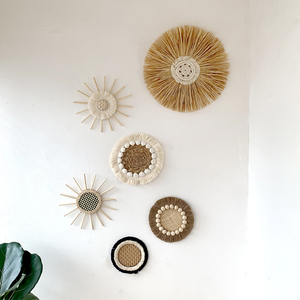 ins北欧圆形壁饰麻绳草编创意木质民宿摄影背景壁挂摩洛哥装饰