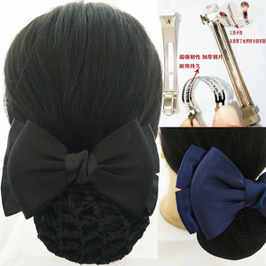 职业头花酒店餐饮服务员头饰黑蝴蝶结护士银行工作盘发网100个装
