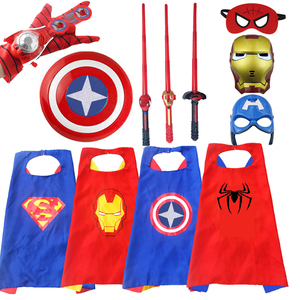 新款六一儿童服装男童披风斗篷超人英雄美国蜘蛛队长套装侠面玩具