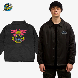 antiskater 经典复古印花 翻领 滑板滑雪 防风教练夹克外套