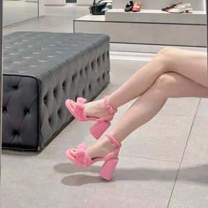 芭比粉色凉鞋女2024新款夏季外穿法式绝美仙女风粗跟配裙子高跟鞋