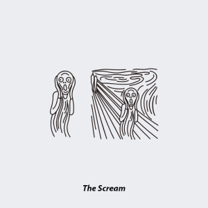 neuf弗防水纹身贴《呐喊》黑白线条艺术情绪表现主义艺术风格个性