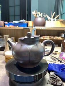 名盏阁 高级工艺美术师 朱彩凤 手工紫砂壶《花开见佛》 宜兴紫砂